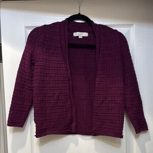 LOFT Purple Ribbed Cardigan Sweater